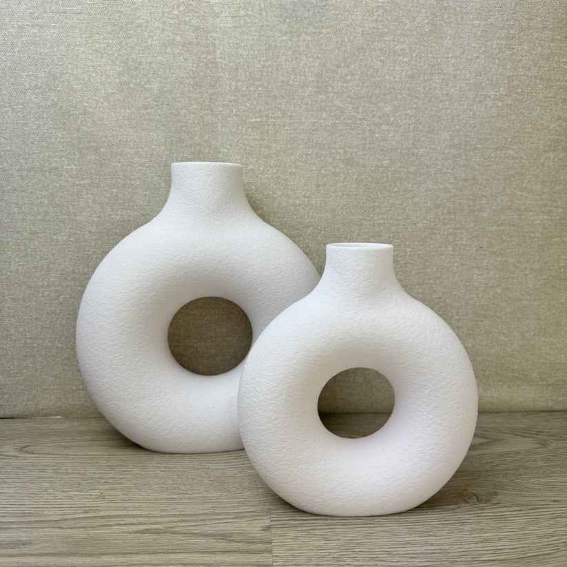 Conjunto de Floreros Redondos con Efecto Piedra