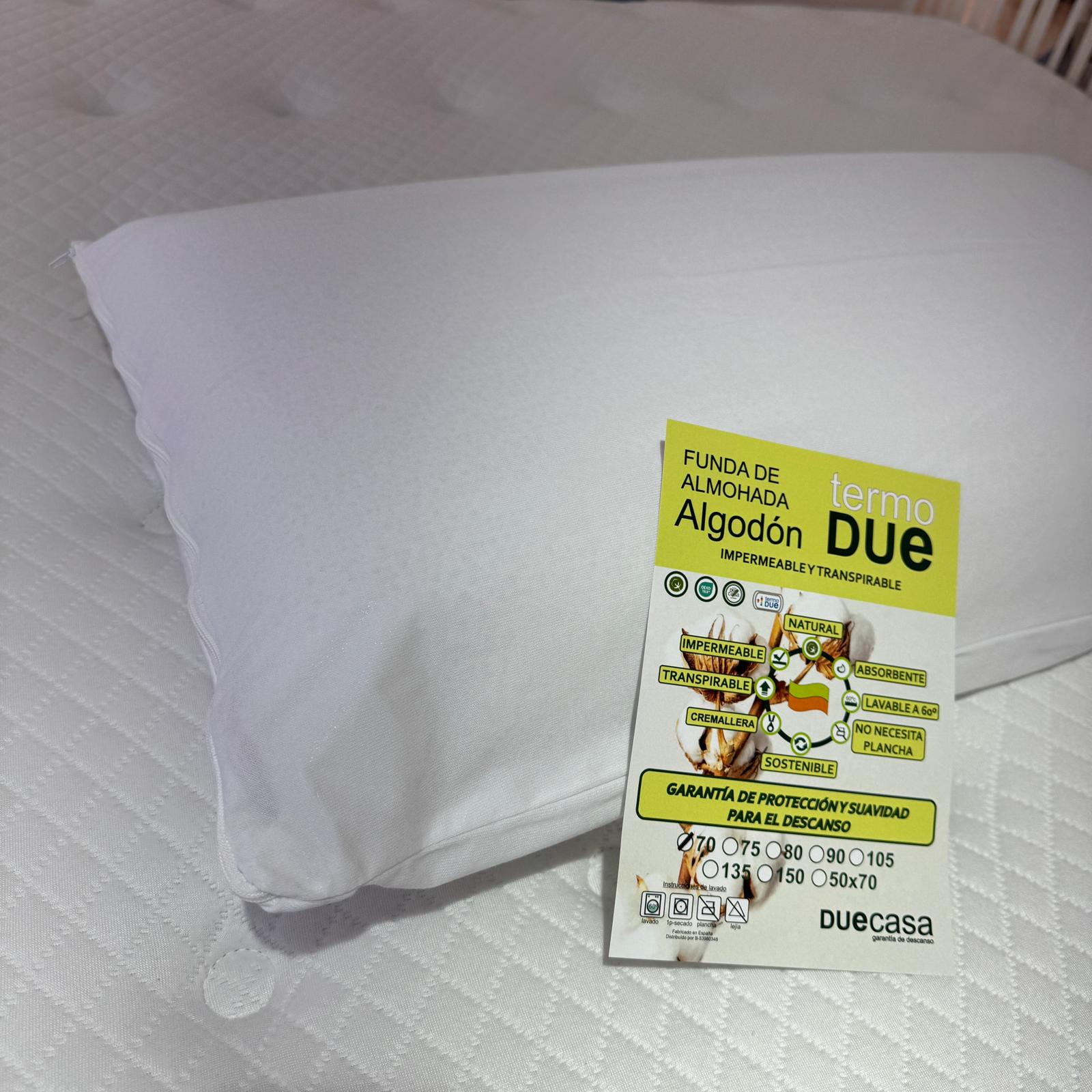 Funda de Almohada Impermeable DueCasa | 100% Algodón y Tecnología TermoDUE